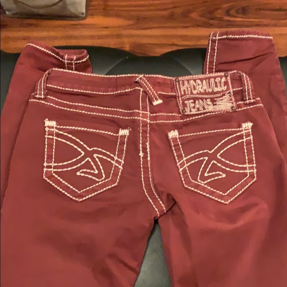 Hydraulic cool colored jeans.